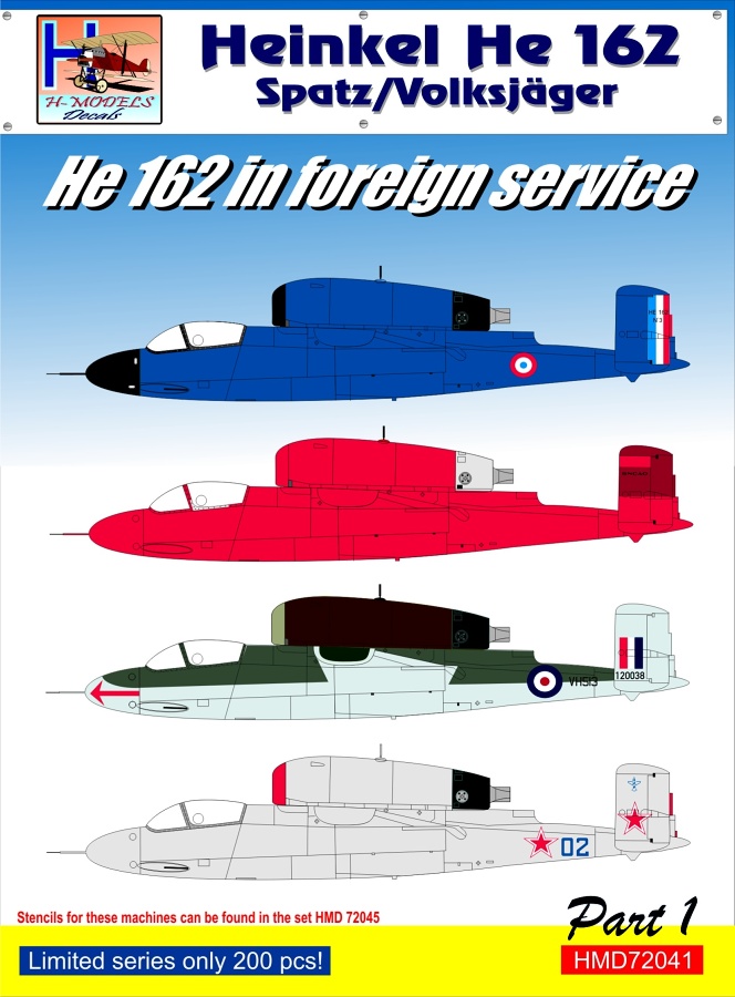 1/72 Decals Heinkel He 162 Foreign Service Part 1
