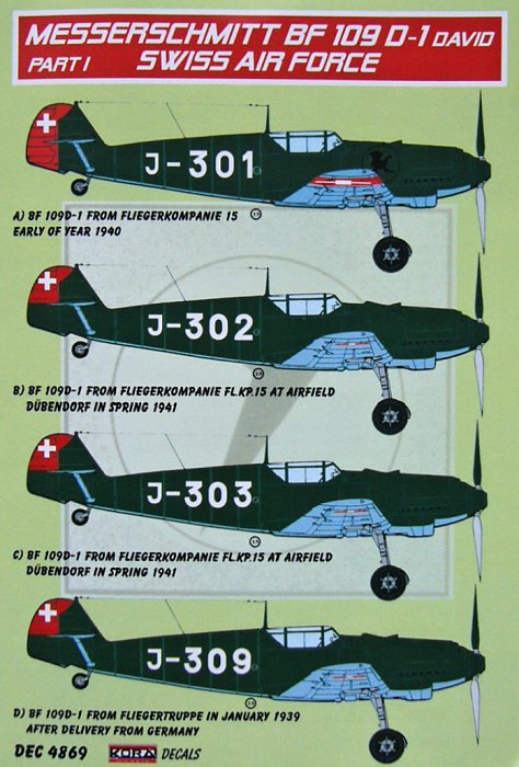 1/48 Decals Bf 109 D-1 Swiss Air Force Part 1