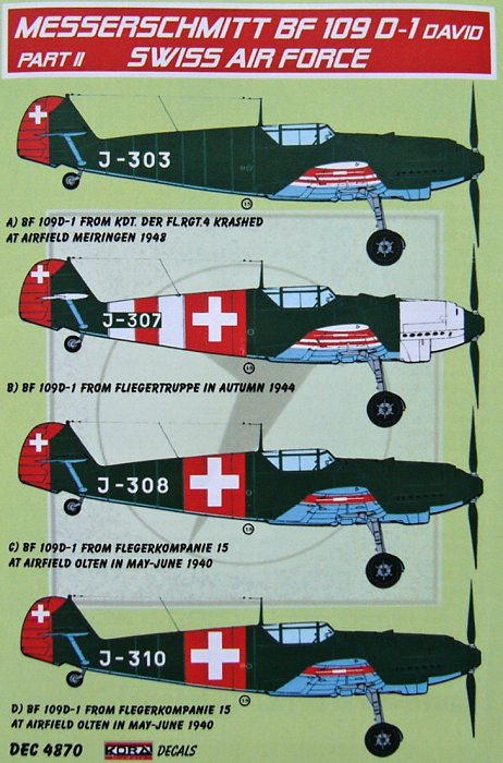 1/48 Decals Bf 109 D-1 Swiss Air Force Part 2