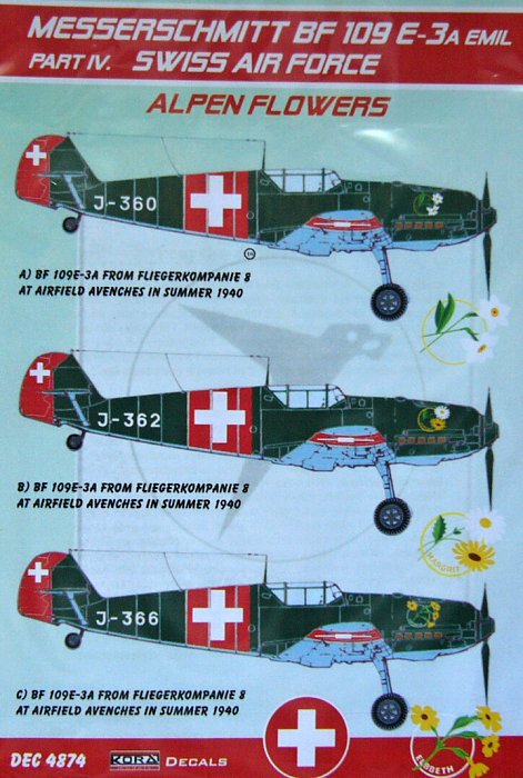 1/48 Decals Bf 109E-3A Emil (Swiss AF) Part IV.