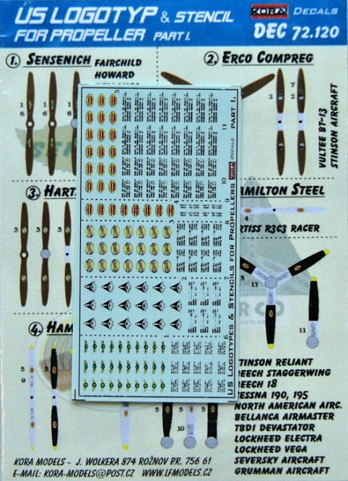 1/72 Decals US logotype&stencil for propeller No.1