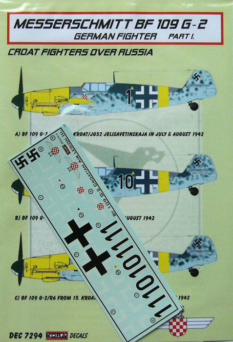 1/72 Decals Bf 109 G-2 (Croat. Air Legion) Part 1