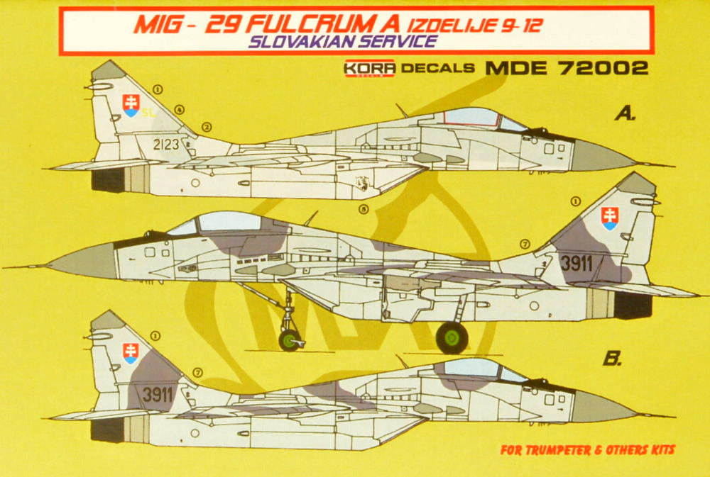1/72 Decals MiG-29 Fulcrum 9-12 Slovakian service