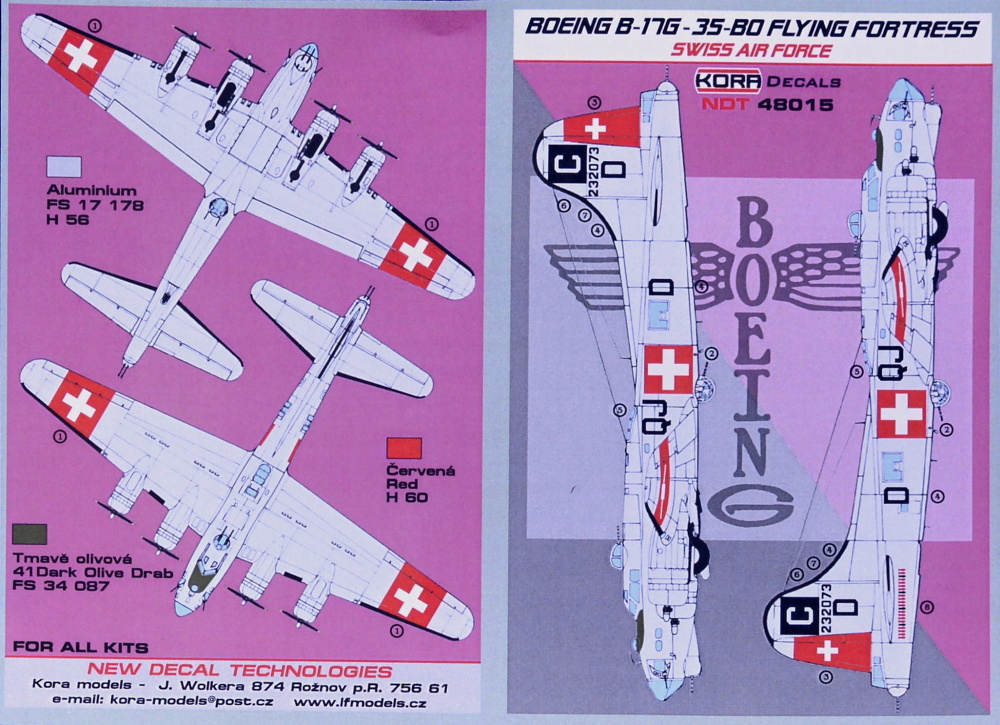 1/48 Decals Boeing B-17G-35-BO Swiss AF