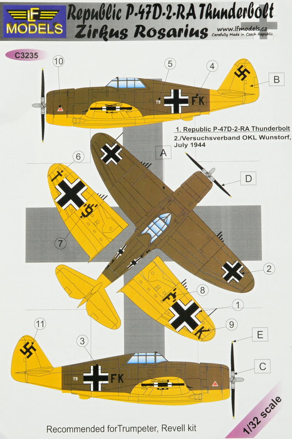 1/32 Decals P-47D-2-RA Thunderbolt Zirkus Rosarius