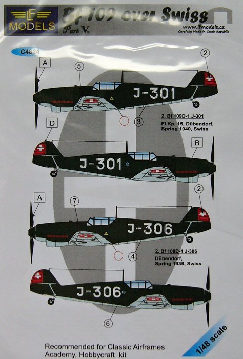 1/48 Decals Bf 109 over Swiss Part V. (HAS/TAM)