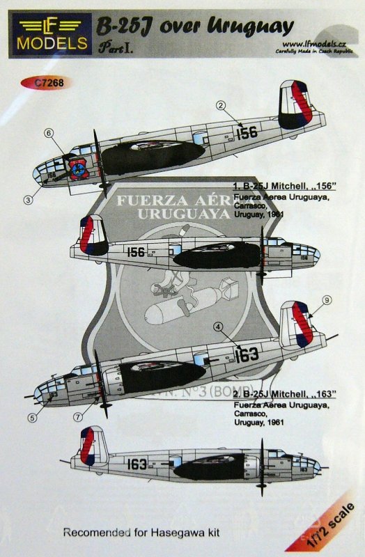 1/72 Decals B-25J over Uruguay Part I. (HAS)