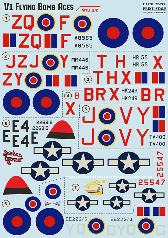 1/72 V1 Flying Bomb Aces (wet decals)
