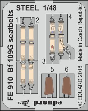 1/48 Bf 109G seatbelts STEEL (EDU)