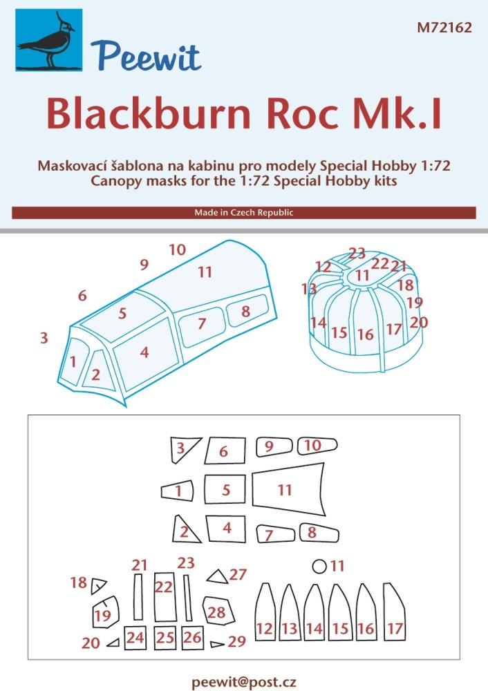 1/72 Canopy mask Blackburn Roc Mk.I (SP.HOB.)