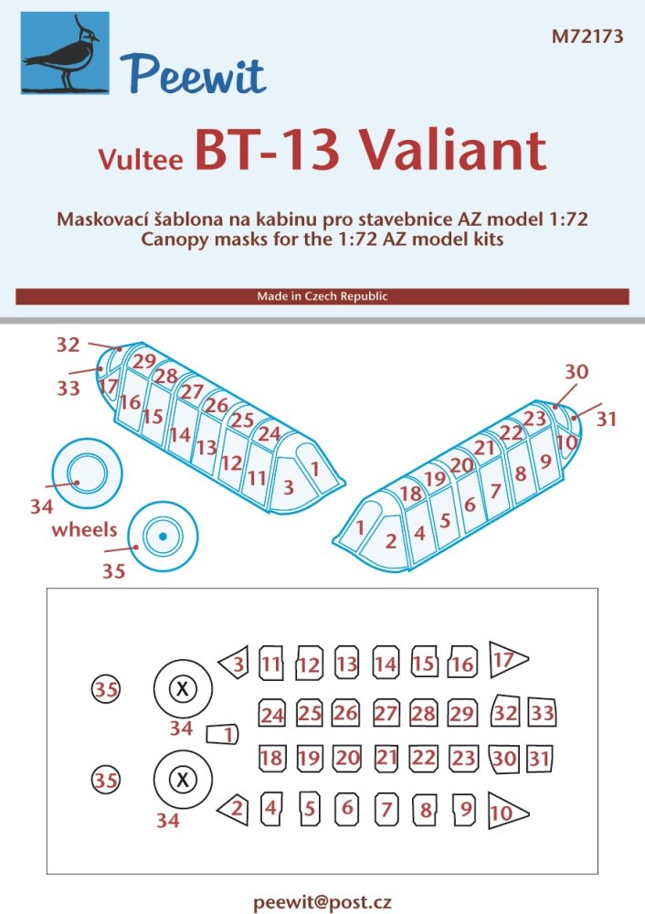 1/72 Canopy mask Vultee BT-13 Valiant (AZ MODEL)
