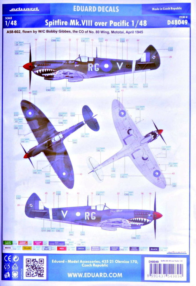 Decals 1/48 Spitfire Mk.VIII over Pacific (EDU)