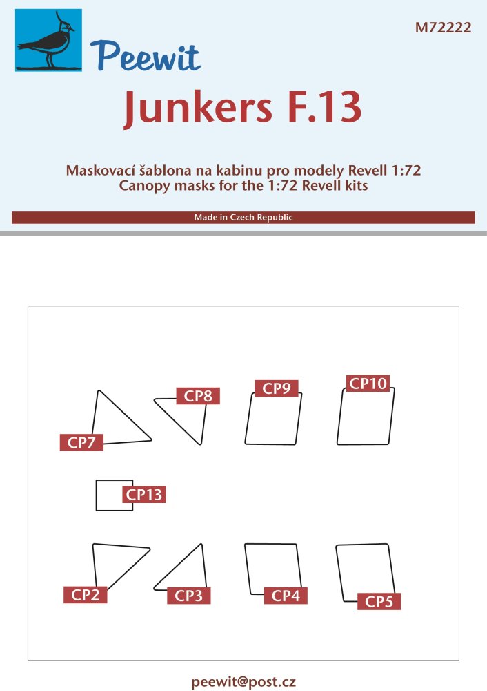 1/72 Canopy mask Junkers F.13 (REVELL)