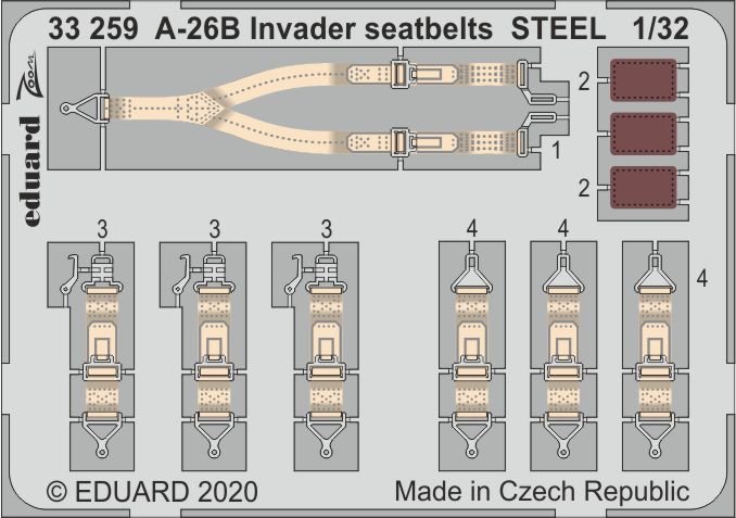1/32 A-26B Invader seatbelts STEEL (HOBBYB)