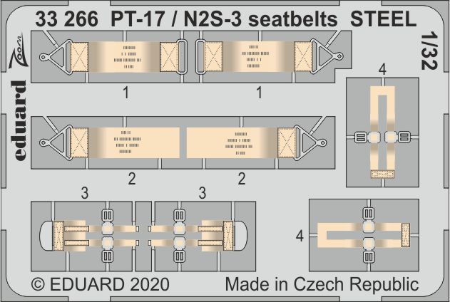 1/32 PT-17 / N2S-3 seatbelts STEEL (ICM)