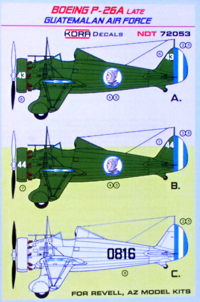 1/72 Decals Boeing P-26A Late Guatemalan A.F.