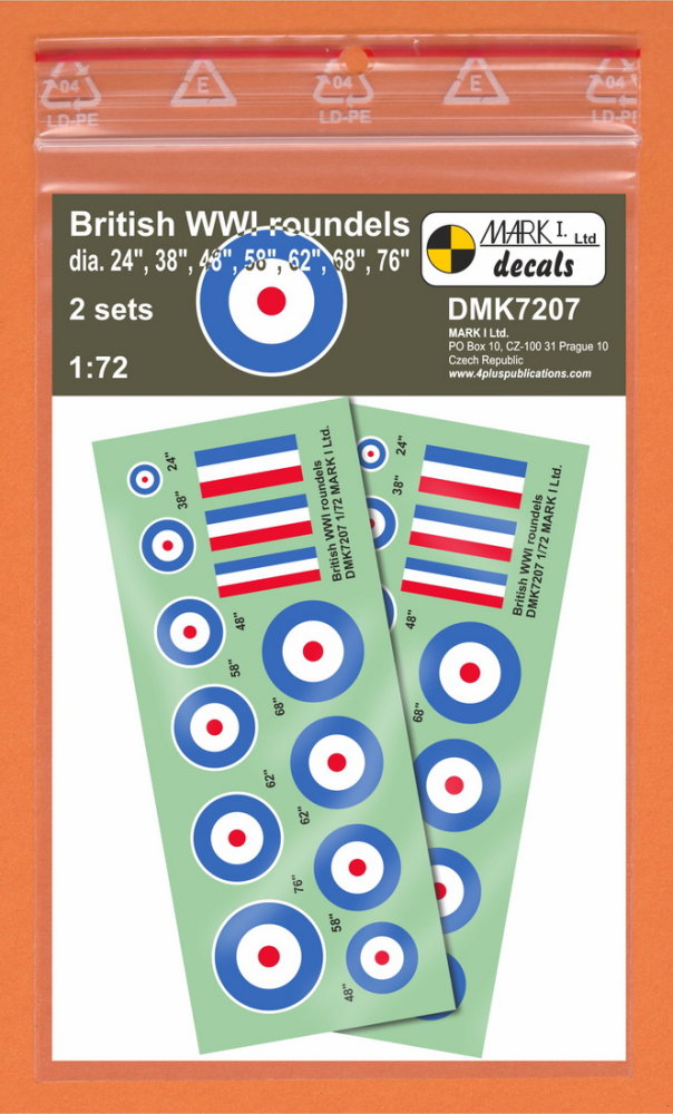 1/72 Decals British WWI roundels (2 sets)