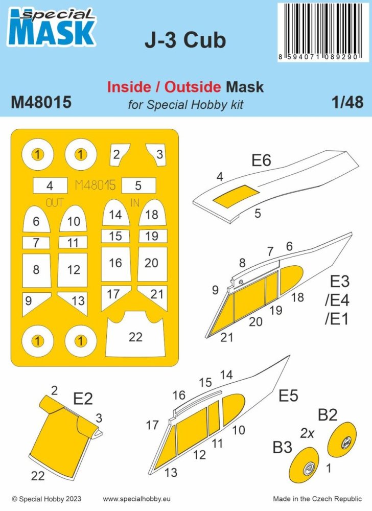 1/48 Mask for J-3 Cub inside/outside (SP.HOBBY)