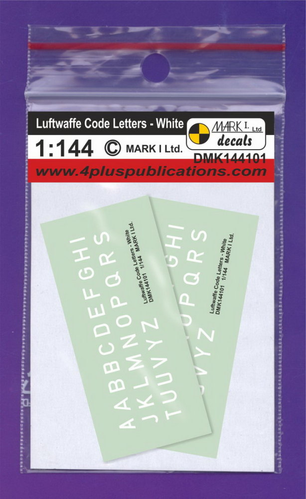 1/144 Decals Luftwaffe Code Letters White (2 sets)
