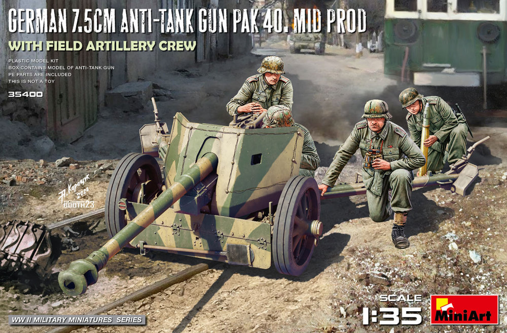 1/35 German 7.5cm AT Gun PAK 40 Mid. w/ Field Crew