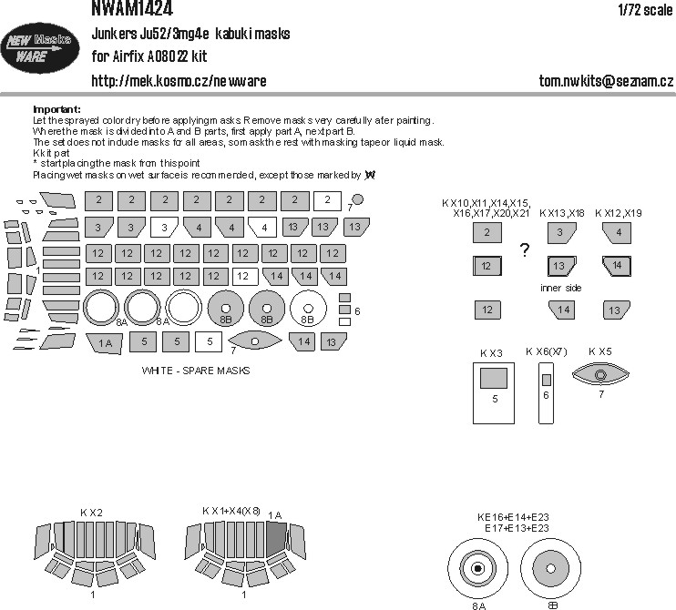 1/72 Mask Junkers Ju52/3mg4e (AIRFIX)