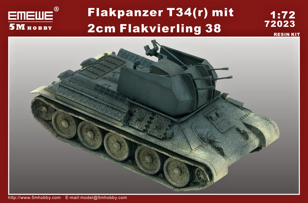 1/72 Flakpanzer T34(r) with 2cm Flakvierling 38