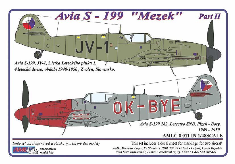 1/48 Decals for Avia S-199 'Mezek' Part II.