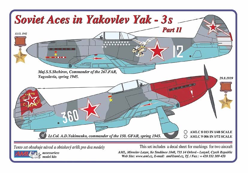 1/48 Decals for Yak-3 Soviet Aces Part II.