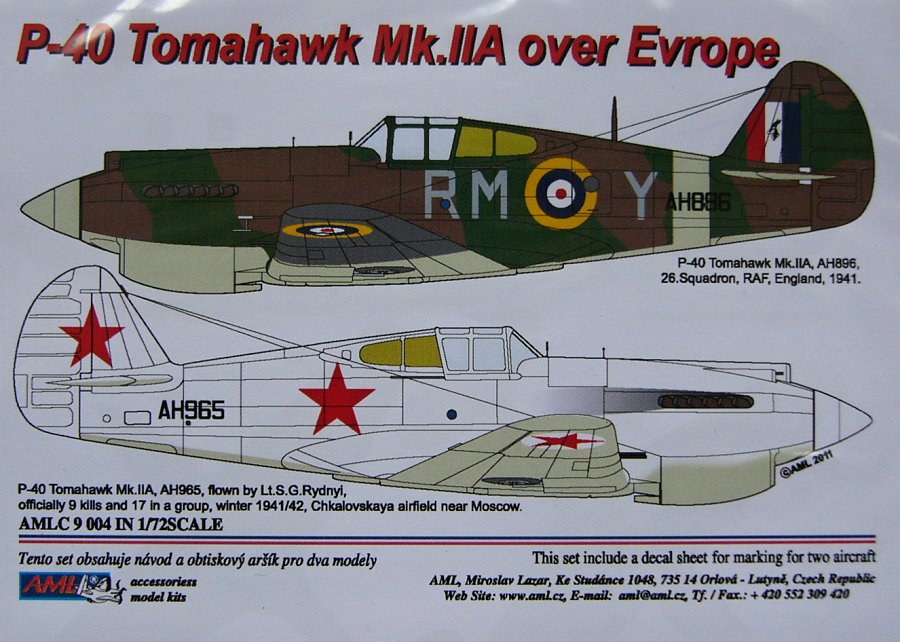 1/72 Decals P-40 Tomahawk Mk.IIA over Europe