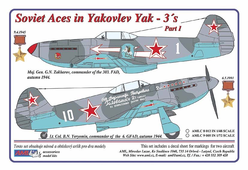 1/72 Decals for Yak-3 Soviet Aces Part I.