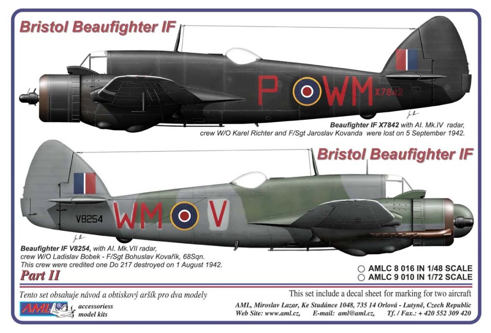 1/72 Decals Bristol Beaufighter IF&VIF Part II.