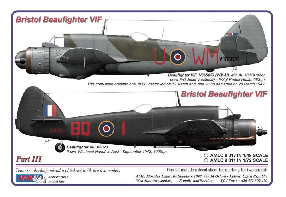 1/72 Decals Bristol Beaufighter IF&VIF Part III.