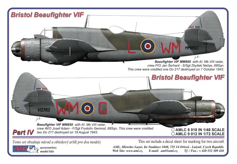 1/72 Decals Bristol Beaufighter IF&VIF Part IV.