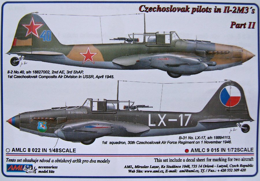 1/72 Decals IL-2M3 Czechoslovak pilots Part 2