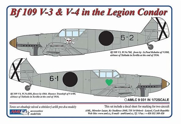 1/72 Decals Bf 109 V-3 & V-4 in the Legion Condor