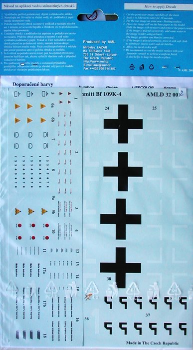 1/32 Decals Bf-109K-4 Part II. (with resin wheels)