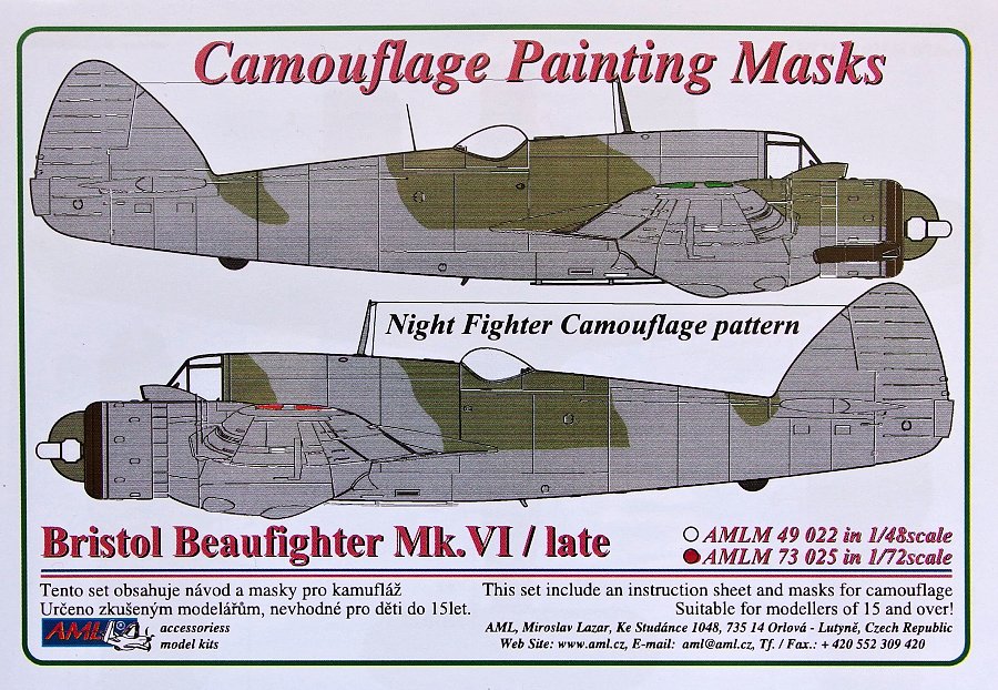 1/72 Camouflage masks B.Beaufighter Mk.VI late