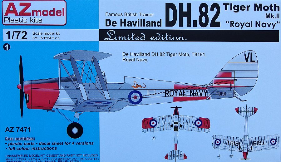 de Havilland DH.82 Tiger Moth Mk.II RAF #7470 1/72 WW2 Trainer AZ MODEL 