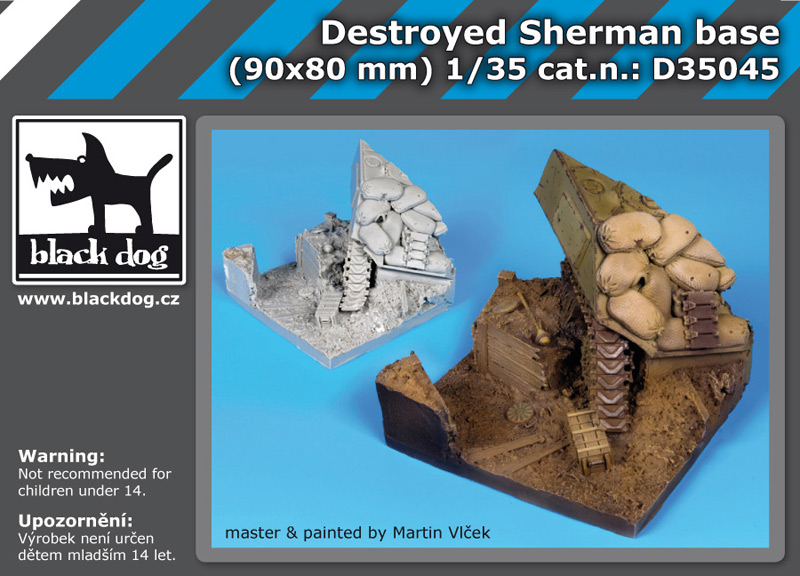 1/35 Destroyed Sherman base No.1 (90x80 mm)