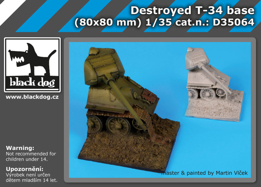 1/35 Destroyed T-34 base (80x80 mm)