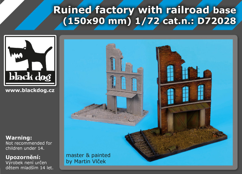 1/72 Ruined factory with railroad base (150x90mm)