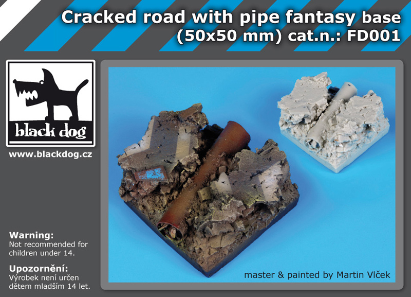 Cracked road with pipe fantasy base (50 x 50 mm)