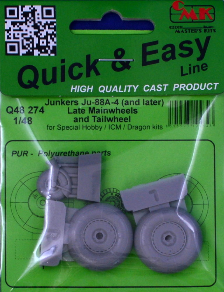 1/48 Ju-88A-4 late main&tail wheels (ICM)