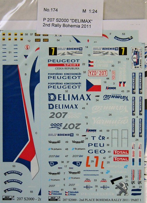 1/24 Peugeot 207 S2000 DELIMAX Bohemia Rally 2011