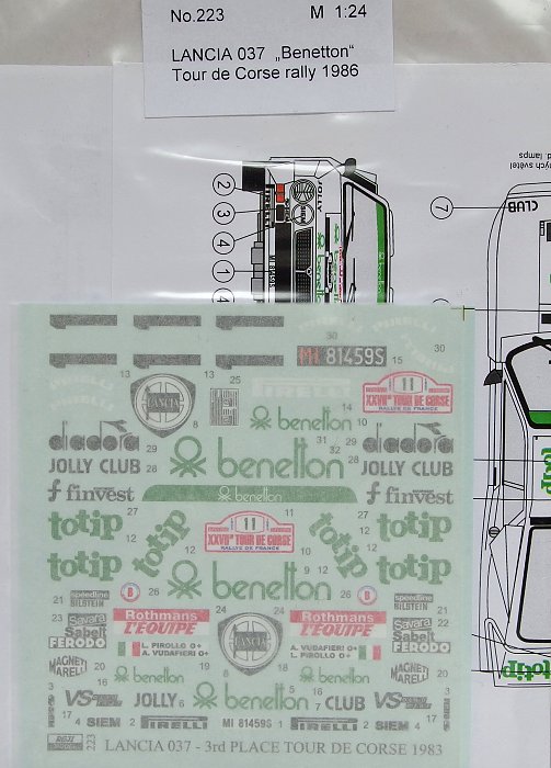 1/24 Lancia 037 BENETTON Tour de Corse 1986