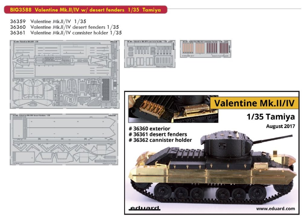 Kit Détaillant Eduard 36361 - Porte-canisters Pour Char Valentine Mk.II/IV à L'échelle 1/35