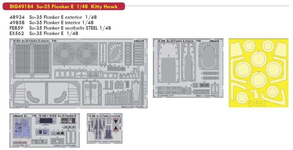Eduard 1/48 Scale Masks for Su-35 Flanker E by Kitty Hawk - EX562 Eduard 1/48 Scale Masks for Su-35 Flanker E by Kitty Hawk - EX562