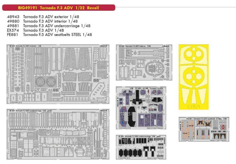 Eduard Photoetch set 1/48 scale - Tornado F.3 ADV exterior for Revell - 48943 Eduard Photoetch set 1/48 scale - Tornado F.3 ADV exterior for Revell - 48943