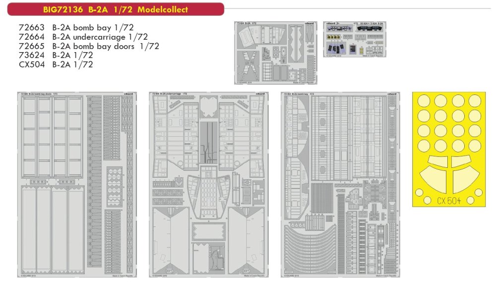 Eduard 1/72 photoetched detail for B-2A undercarriage by Modelcollect - 72664 Eduard 1/72 photoetched detail for B-2A undercarriage by Modelcollect - 72664