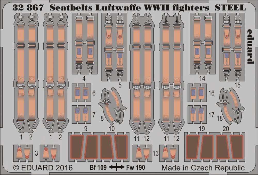SET 1/32 Seatbelts Luftwaffe WWII fighters STEEL